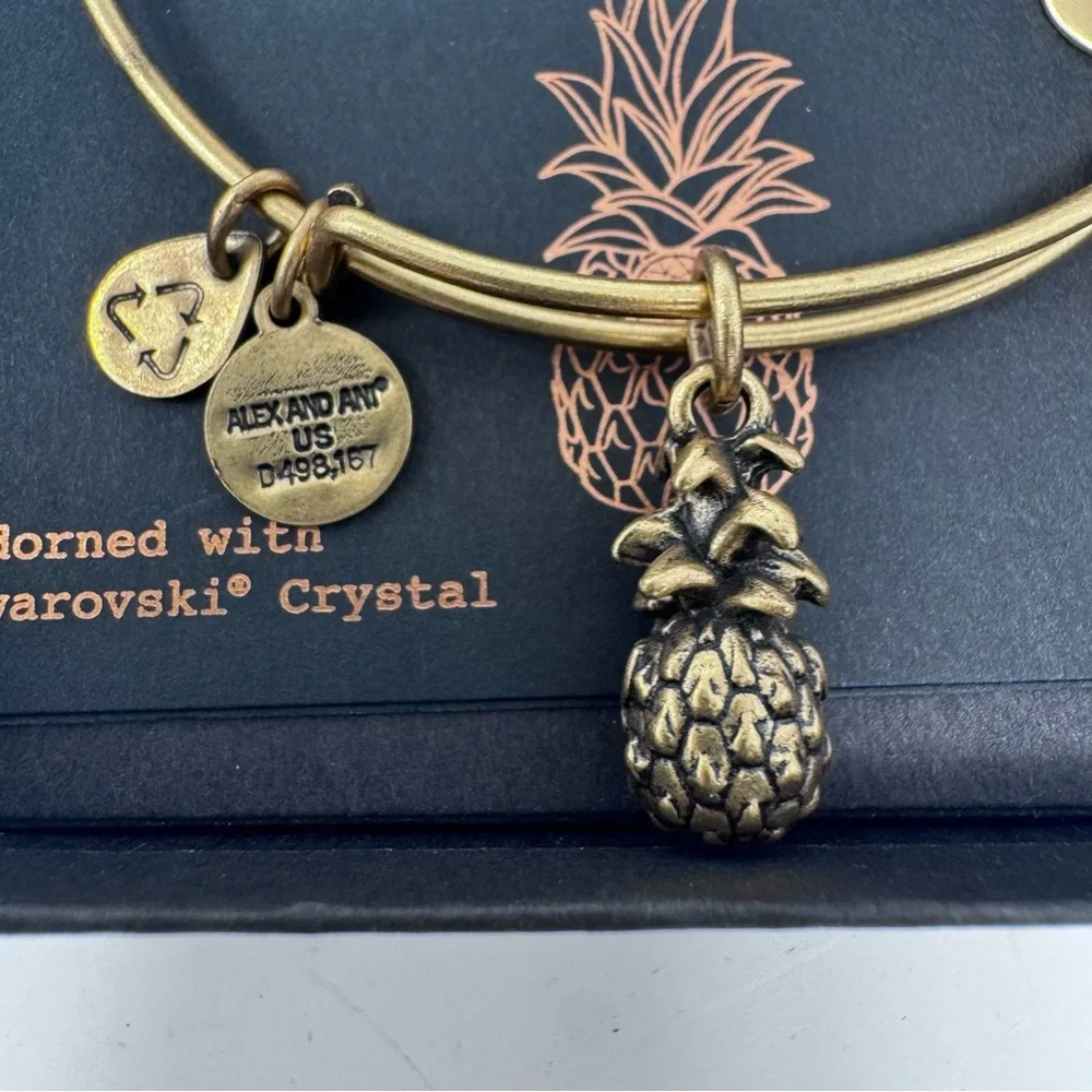 New in box! Alex and Ani Pineapple charm bangle with Swarovski crystal